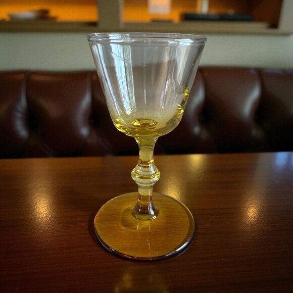 Set of 12 Amber Stem Wine Glasses Clear Goblets Footed Barware Glassware Yellow